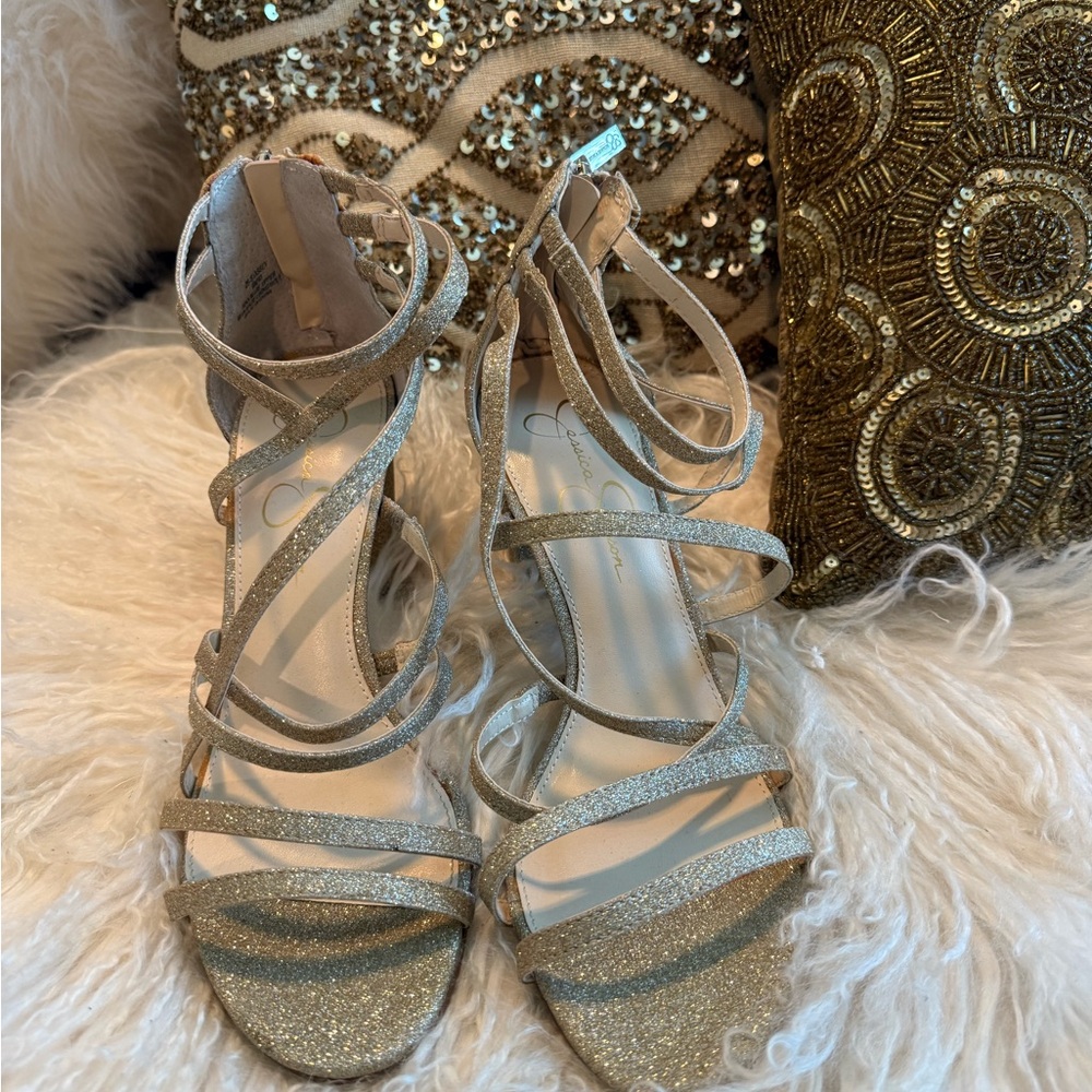 Jessica Simpson Gold Glamorous Heels